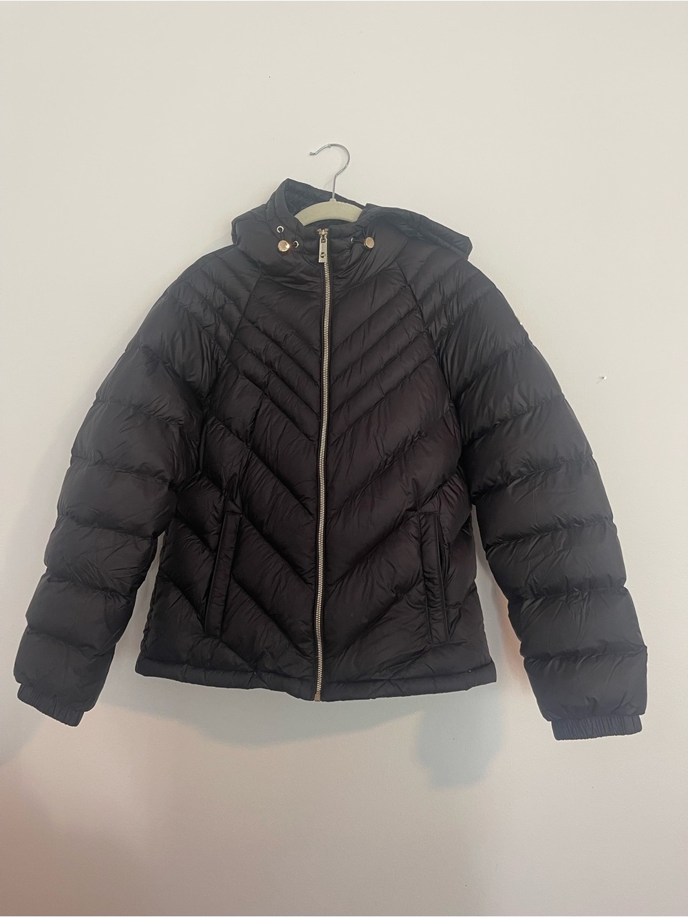 Women's Black Quilted Puffer Jacket with Hood